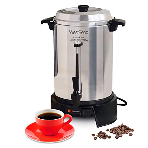 West Bend Commercial Coffee Urn Highly-Polished Aluminum Features Automatic Temperature Control Large Capacity with Quick Brewing Smooth Prep and Easy Clean Up NSF Approved, 55-Cup, Silver - Image 1