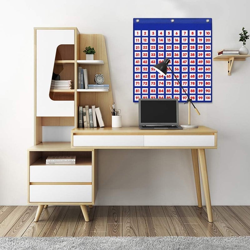 Eamay Hundreds Pocket Chart with 130 Number Cards, Number 1-100 Board Pocket Chart for Teacher Lessons in a Classroom or for Use at Home (100 Pockets) - Image 3