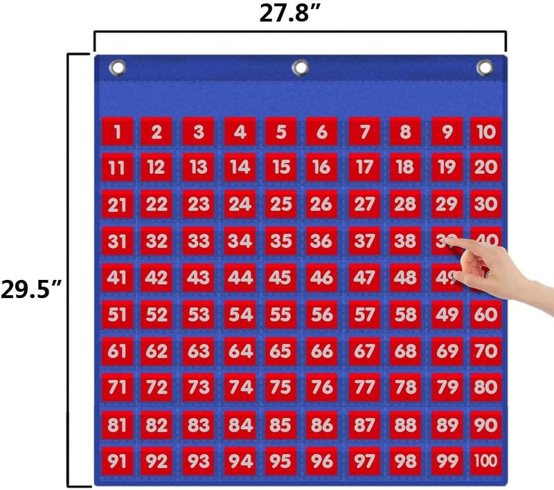 Eamay Hundreds Pocket Chart with 130 Number Cards, Number 1-100 Board Pocket Chart for Teacher Lessons in a Classroom or for Use at Home (100 Pockets) - Image 4