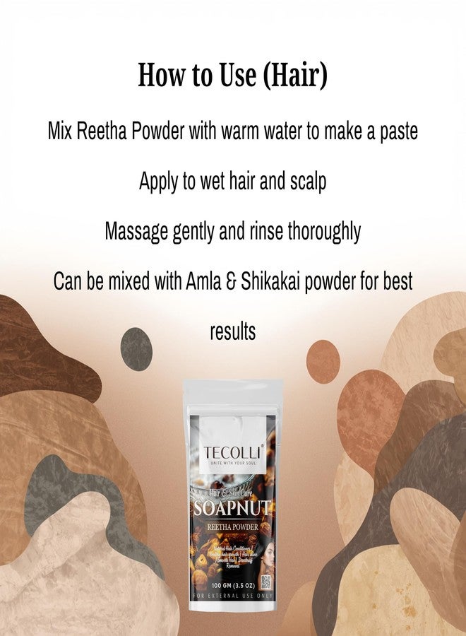 Tecolli® Soapnut (Reetha) Powder 100 gm - 100% Natural & Pure | Chemical-Free | Additive-Free | Traditional Hair & Skin Cleanser - Image 4