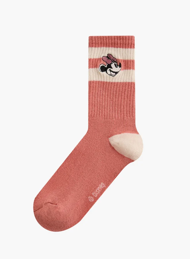 Disney Minnie Mouse Print Crew Length Socks - Set of 3
