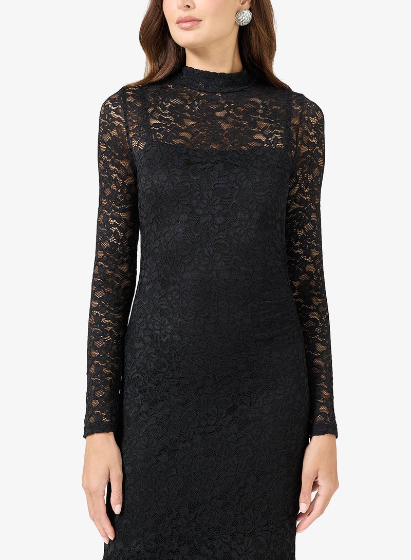 ELLA Asymmetric Hem Lace Dress - Image 3