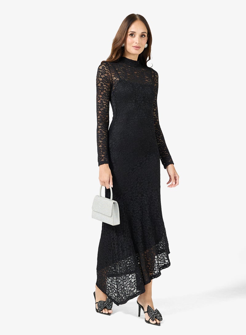 ELLA Asymmetric Hem Lace Dress - Image 4