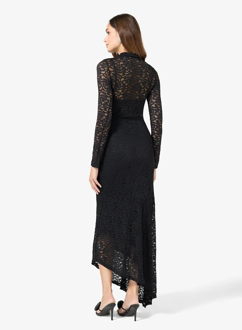 ELLA Asymmetric Hem Lace Dress