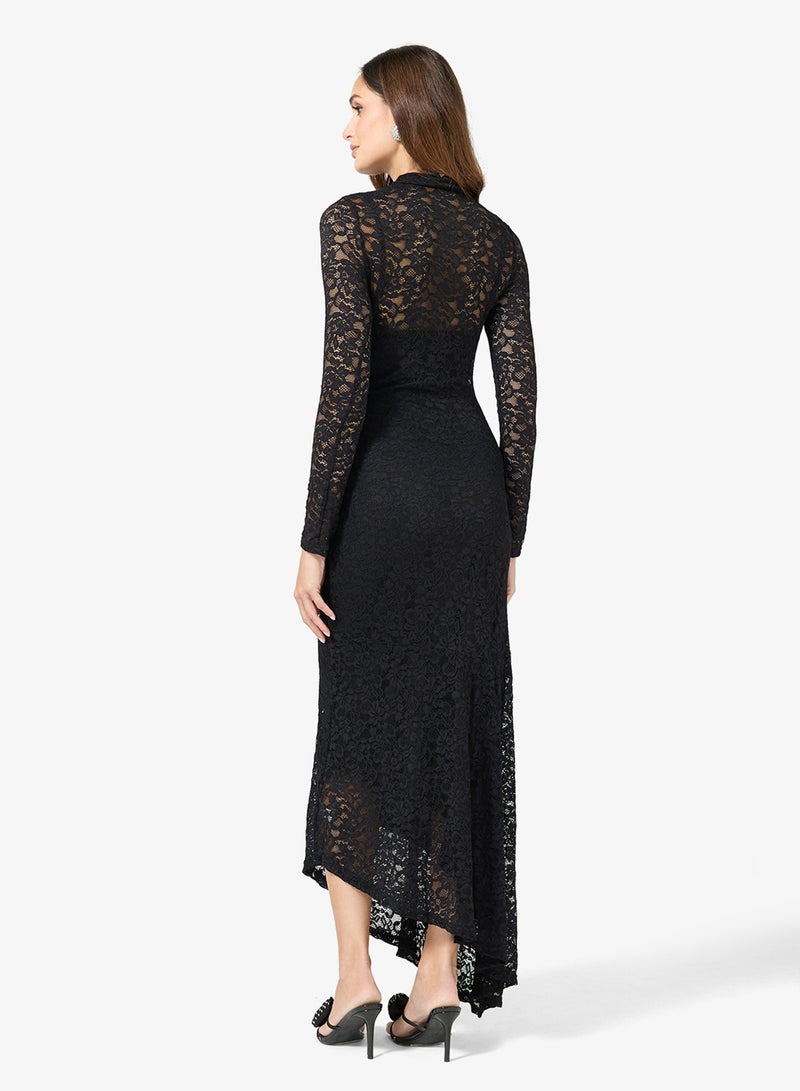 ELLA Asymmetric Hem Lace Dress - Image 2
