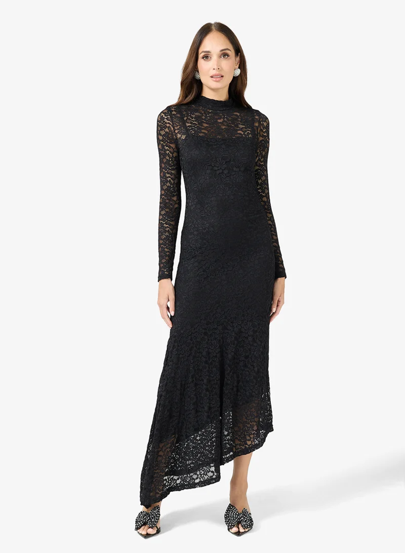ELLA Asymmetric Hem Lace Dress