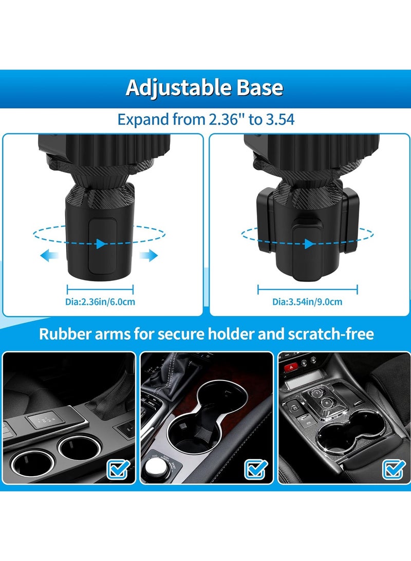 AROAQ Car Cup Holder Expander Tray, 4-in-1 Adjustable Car Table Adjustable Food Car Tray, 360°Rotation Multifunctional Car Food Tray Table for Eating with Dual Cup Holder, Travel Road Trip Essentials - Image 4