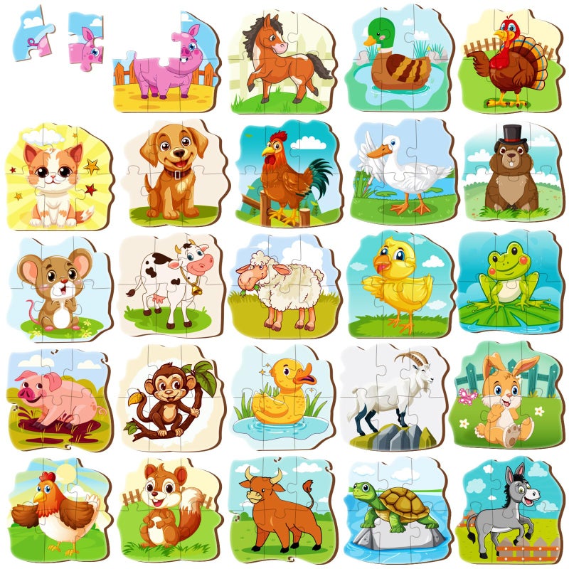 LHSYFBZ 24 Pack Animal Puzzle for Kids Pig Duck Chicken Puzzle Animal Jigsaw Puzzles Perfect for Classroom Rewards and Halloween Goodie Bag - Image 3