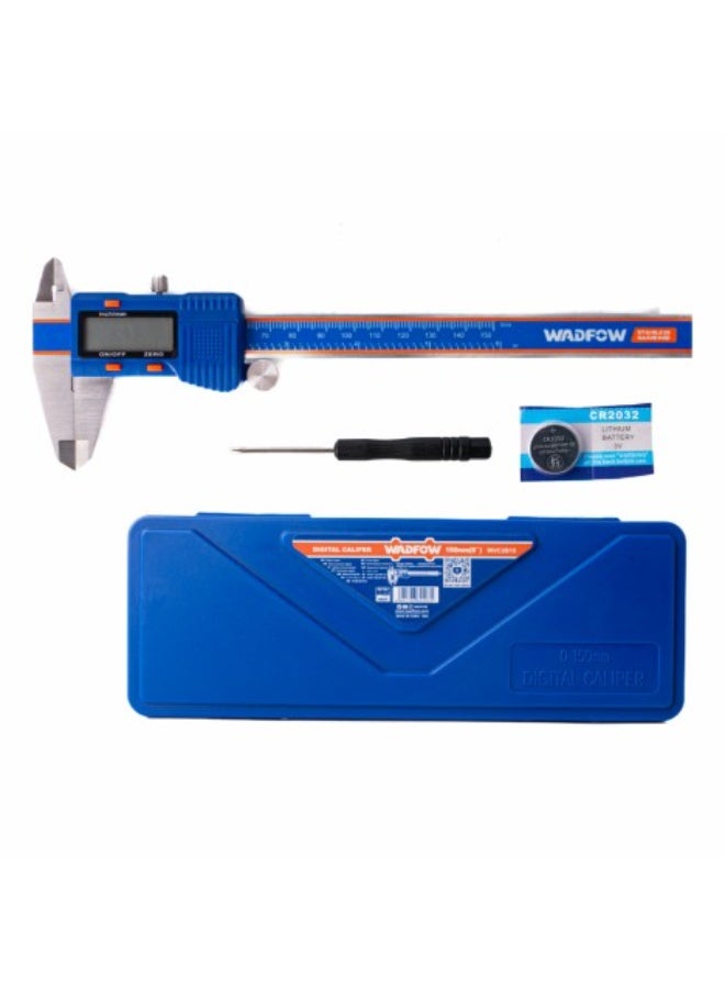 WADFOW Stainless Steel Digital Vernier Caliper – Precision Digital Measuring Tool, Stainless Steel Construction, 0-150 mm (0-6″) Range, 0.01 mm Resolution, Inch/Metric Conversion, Large LCD Display, Hard Protective Case Included - Image 2