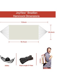 Camping Hammock Single Person Portable with Hanging Ropes Carry Bag Large Cotton for Patio 300LBS Capacity Perfect for Porch Yard Bedroom Travel, Beach, Backyard - pzsku/ZC95C5B8999A16767DA77Z/45/_/1726139006/ff4fc7cf-a60e-4fbd-bcf3-c4f163f85323