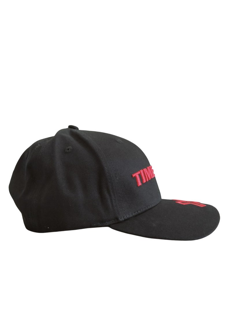 Generic Premium Black Caps with red 'X' embroidery Stitch & White Trim Casual Curve Peak Cap – Stylish & Unique  - Image 4