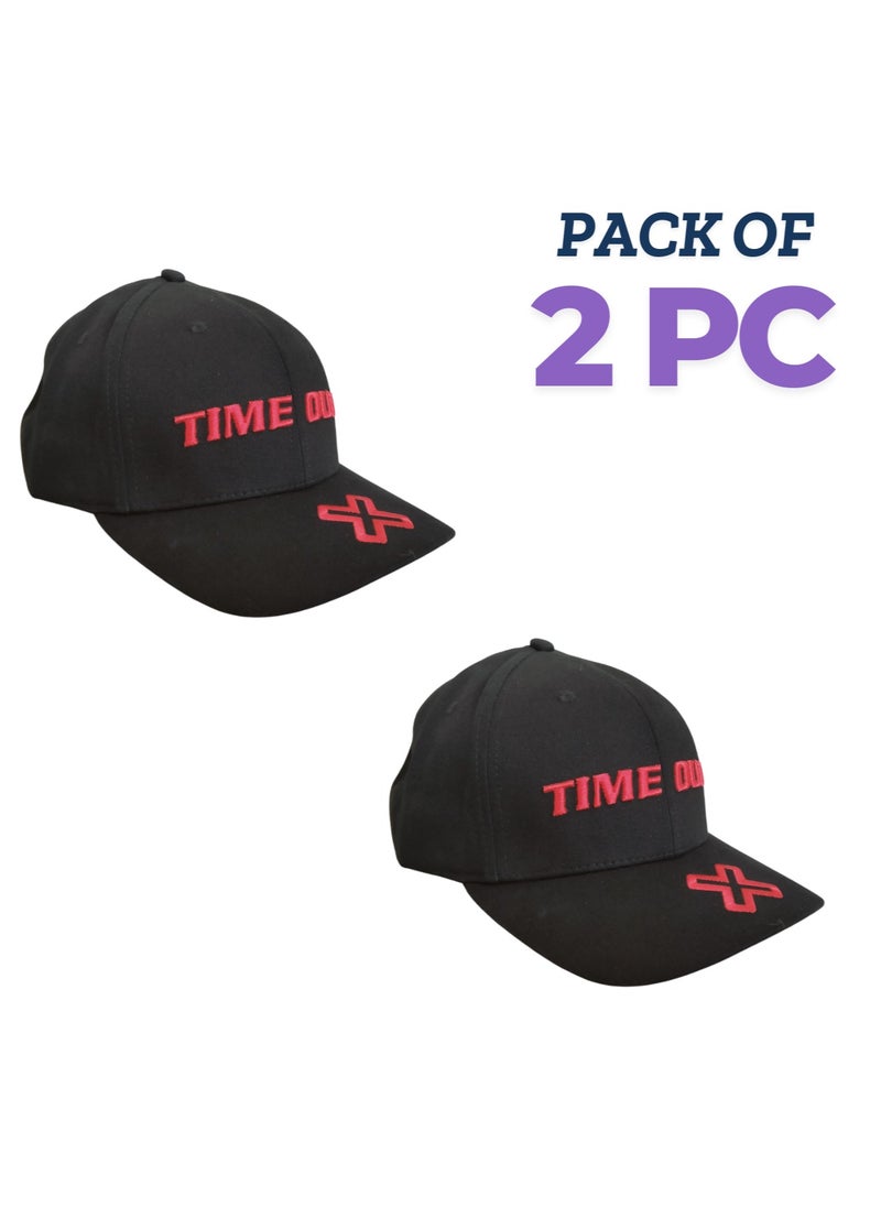 Generic Premium Black Caps with red 'X' embroidery Stitch & White Trim Casual Curve Peak Cap – Stylish & Unique  - Image 1