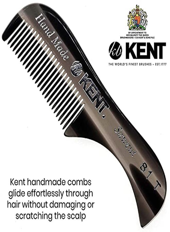 KENT 81T Tortoiseshell / Graphite X-Small Men'S Beard And Mustache Pocket Comb, Fine Toothed Pocket Size For Facial Hair Grooming. Saw-Cut Of Cellulose Acetate, Hand Polished. Hand-Made In England - Image 3