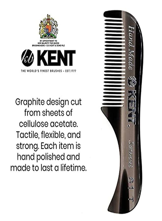 KENT 81T Tortoiseshell / Graphite X-Small Men'S Beard And Mustache Pocket Comb, Fine Toothed Pocket Size For Facial Hair Grooming. Saw-Cut Of Cellulose Acetate, Hand Polished. Hand-Made In England - Image 5
