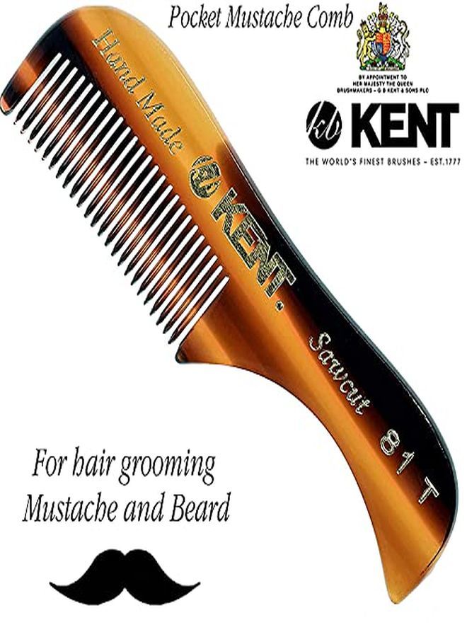 KENT 81T Tortoiseshell / Graphite X-Small Men'S Beard And Mustache Pocket Comb, Fine Toothed Pocket Size For Facial Hair Grooming. Saw-Cut Of Cellulose Acetate, Hand Polished. Hand-Made In England - Image 2