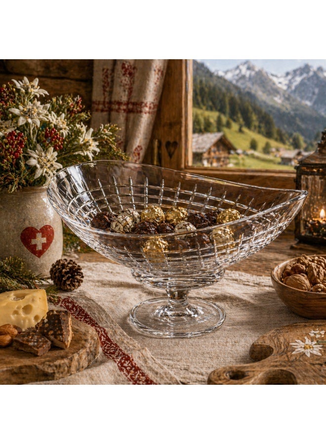 byblos ✨ Luxurious serving dish with a base – elegantly engraved crystal | A touch of luxury for your table | Large size 30x22 cm ✨ - Image 1