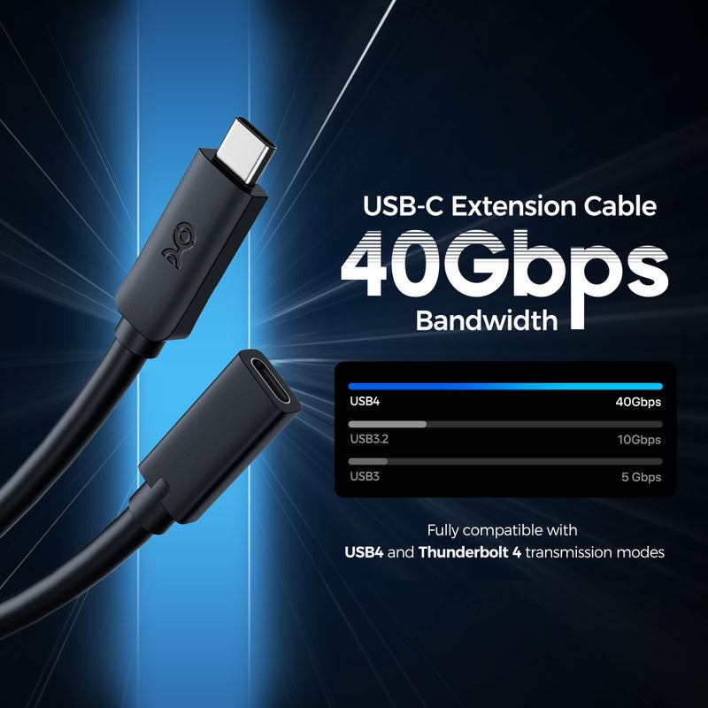 Cable Matters 40Gbps USB 4 Extension Cable - 1.6ft / 0.5m, Supports [8K@60Hz/4K@240Hz Video, 240W Charging, 40Gbps Data Transfer] USB C Extension Cable, Thunderbolt 4/5, Nintendo Switch 2 Compatible - Image 2