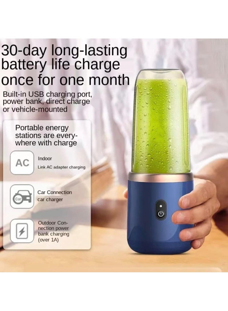 MIXDE Portable Blender, Personal Blender for Shakes and Smoothies,400Ml Traveling Fruit Veggie Juicer Cup With 6 Blades and Travel Cup for Kitchen,Home,Travel,Blue - Image 5