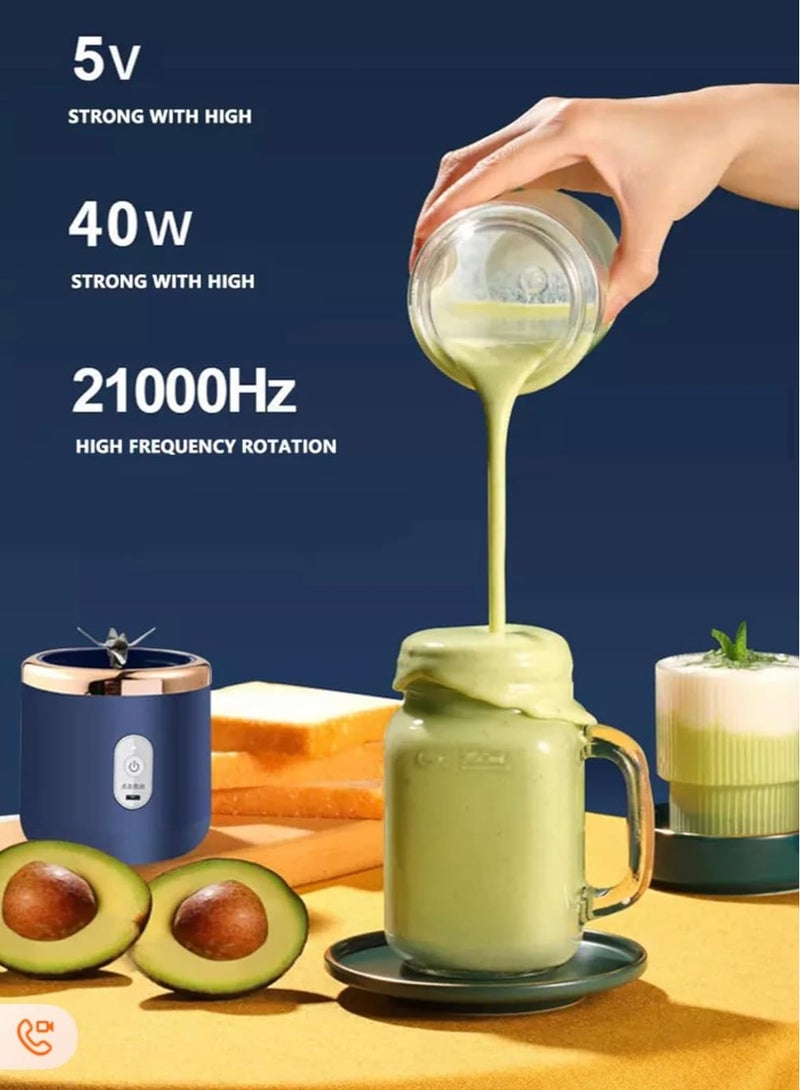 MIXDE Portable Blender, Personal Blender for Shakes and Smoothies,400Ml Traveling Fruit Veggie Juicer Cup With 6 Blades and Travel Cup for Kitchen,Home,Travel,Blue - Image 4
