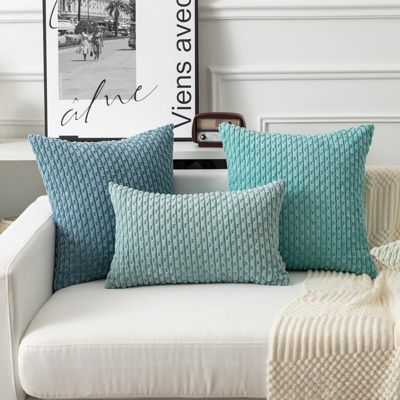 K KEVIN TEXTILE Kevin Textile Throw Pillow Covers Soft Corduroy Decorative Set of 2 Boho Striped Pillow Covers Pillowcases Farmhouse Home Decor for Couch Bed Sofa Living Room 18x18 Inch Dusty Green - Image 5