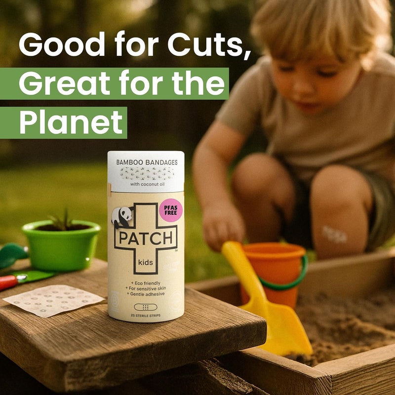 PATCH EcoFriendly Bamboo Adhesive Sensitive Skin Bandages with Coconut Oil Hypoallergenic Bandages for Sensitive Skin Cute Kids Panda Print Biodegradable Plastic  Latex Free 25 Count  3pk - Image 5