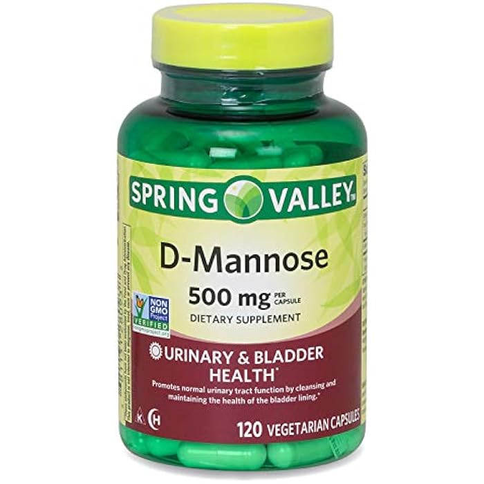 Spring Valley D-Mannose 500 mg Urinary Tract Bladder Health, 120 Capsules