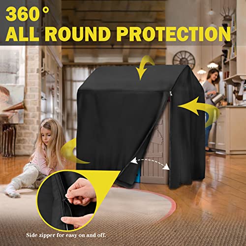Iceberg Elf Playhouse cover, Outdoor wooden kids playhouse covers, 57" L x 57" W x 63" H, Waterproof, Sun Protection dust, Easy to put on with side zipper, 640D Heavy duty oxford fabric, (Black) - Image 5