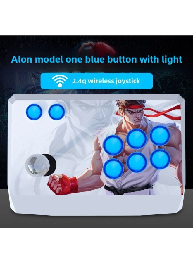 بيوينتي جهاز كمبيوتر لاسلكي لألعاب Arcade Rocker للهاتف المحمول والكمبيوتر اللوحي Fighting Three وRocker Boxing Emperor 97 Home Game Console- لون المنتج: عصا تحكم لاسلكية باللون الأزرق مع ضوء - Image 1