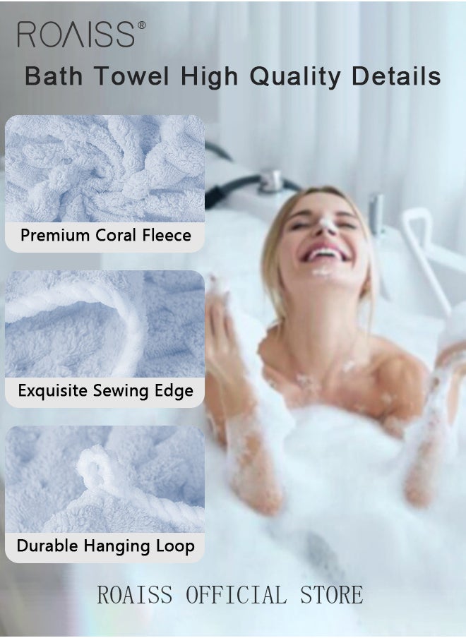 roaiss - 2 Piece Bath Set for Women and Men Thicken Absorbent Bathrobe and Bath Towel in Cloud Pattern Coral Fleece Sleepwear Autumn Winter Ladies Lightweight Soft Non Shedding Robe with Hood - Image 1