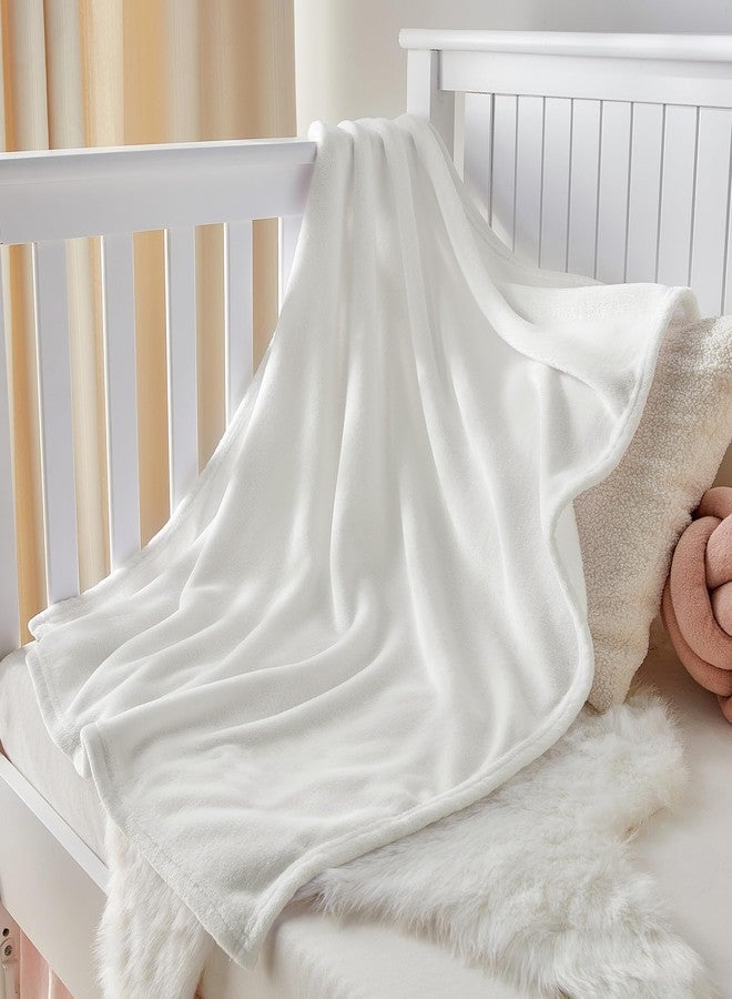 BEDELITE Baby Blankets for Boys and Girls 30" x 40", Soft Cozy Fuzzy Fleece Blanket for Kids Infant Newborn, Warm and Breathable Toddler Blanket for Crib Stroller Bed Travel, White - Image 2