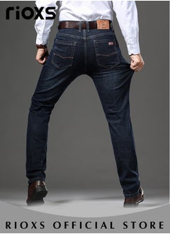 RIOXS Men's Jeans, Straight Fit Tapered Leg Pants,Casual Skinny Jean For Men,Classic Men Pants With Utility Pocket,Stretch Slim Fit Jeans,Light Wash Vintage Skinny Denim Trousers For Work Or Daily Wear  - Image 2