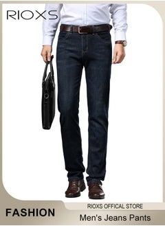 RIOXS Men's Jeans, Straight Fit Tapered Leg Pants,Casual Skinny Jean For Men,Classic Men Pants With Utility Pocket,Stretch Slim Fit Jeans,Light Wash Vintage Skinny Denim Trousers For Work Or Daily Wear  - Image 1