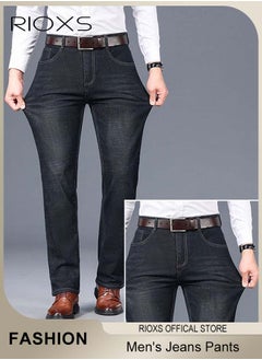 RIOXS Men's Jeans, Straight Fit Tapered Leg Pants,Casual Skinny Jean For Men,Classic Men Pants With Utility Pocket,Stretch Slim Fit Jeans,Light Wash Vintage Skinny Denim Trousers For Work Or Daily Wear  - Image 3