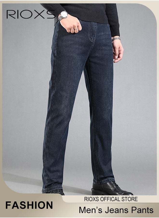 RIOXS Men's Jeans, Straight Fit Tapered Leg Pants,Casual Skinny Jean For Men,Classic Men Pants With Utility Pocket,Stretch Slim Fit Jeans,Light Wash Vintage Skinny Denim Trousers For Work Or Daily Wear  - Image 5