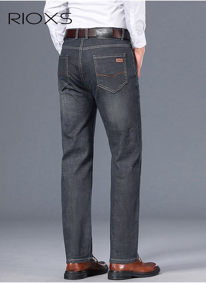 RIOXS Men's Jeans, Straight Fit Tapered Leg Pants, Casual Regular Jean For Men, Classic Men Pants With Utility Pocket, Stretch Comfort Fit Jeans, Wash Vintage Skinny Denim Trousers For Work Or Daily Wear  - Image 5