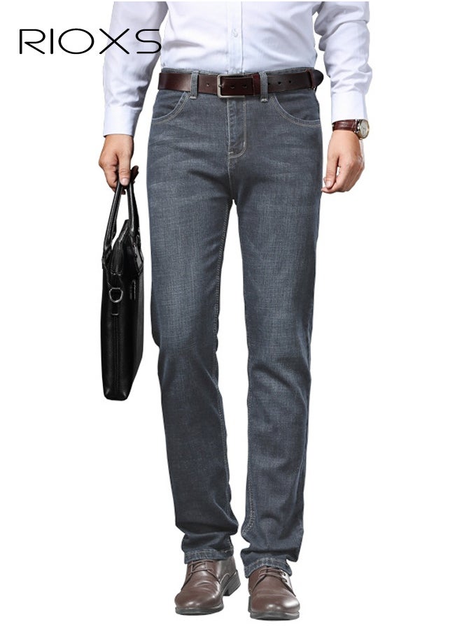 RIOXS Men's Jeans, Straight Fit Tapered Leg Pants, Casual Regular Jean For Men, Classic Men Pants With Utility Pocket, Stretch Comfort Fit Jeans, Wash Vintage Skinny Denim Trousers For Work Or Daily Wear  - Image 1