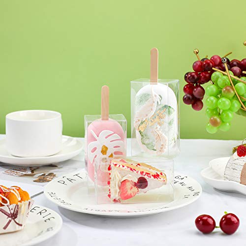 Patelai 75 Pcs Clear Ice Cream Lolly Cakesicle Boxes Set 25 Clear PET Box Ice Cream Plastic Cake Candy Treat Container with 50 Wooden Sticks for DIY Baking Wedding Birthday Party Favor - Image 4