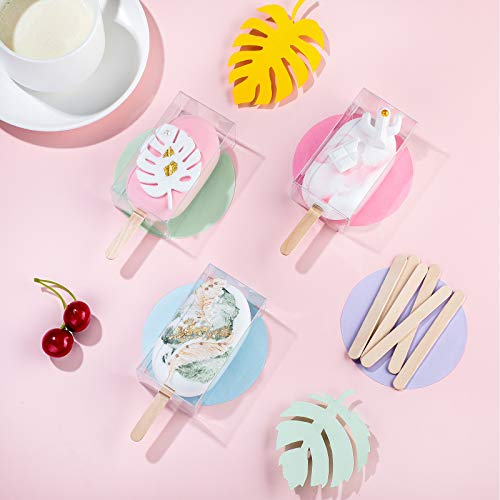 Patelai 75 Pcs Clear Ice Cream Lolly Cakesicle Boxes Set 25 Clear PET Box Ice Cream Plastic Cake Candy Treat Container with 50 Wooden Sticks for DIY Baking Wedding Birthday Party Favor - Image 2