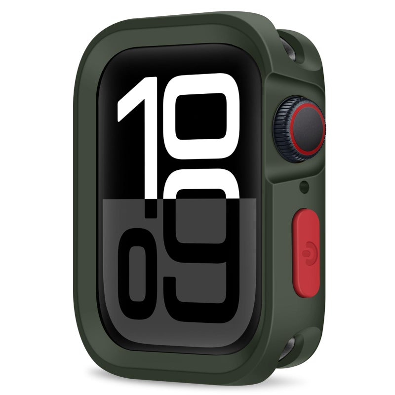 ZZDZZ Rugged Case Compatible with Apple Watch Case 46mm Series 11/10, Soft Flexible TPU Shockproof Protective Bumper Cover for iWatch 46mm, Army Green - Image 1