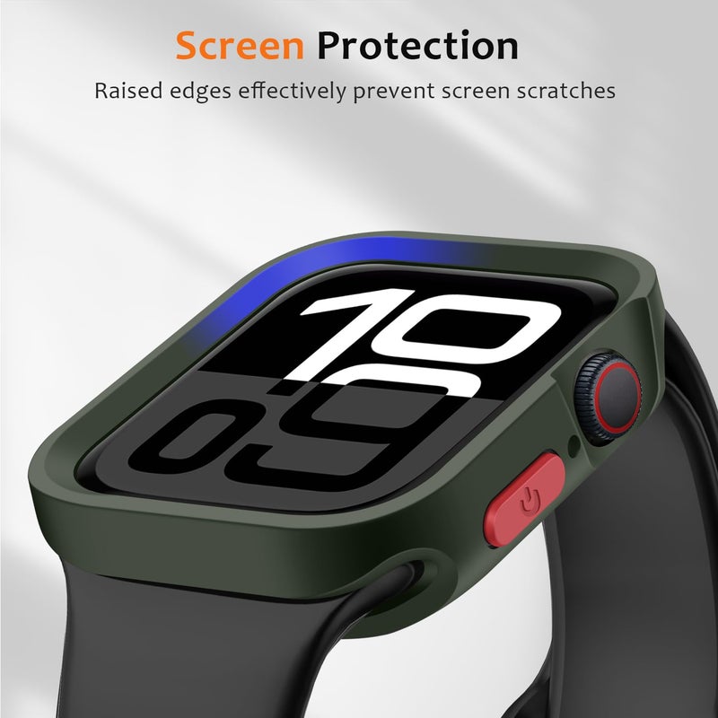 ZZDZZ Rugged Case Compatible with Apple Watch Case 46mm Series 11/10, Soft Flexible TPU Shockproof Protective Bumper Cover for iWatch 46mm, Army Green - Image 2