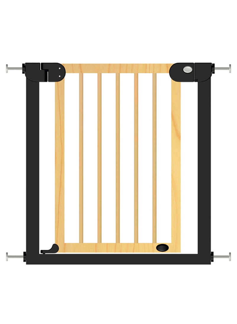 Baby Safe Wooden Safety Gate With 28Cm Black Extension - Natural Wood - Image 2