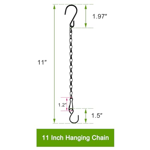 Sersberg Chain for Hanging Plants,11 Inch Black Hanging Chain, Small Hanging Basket Chain Kits with Hooks for Bird Feeder Hanging Basket Extender Porch Wind Chime (Black, 11 Inch-6PCS) - Image 2