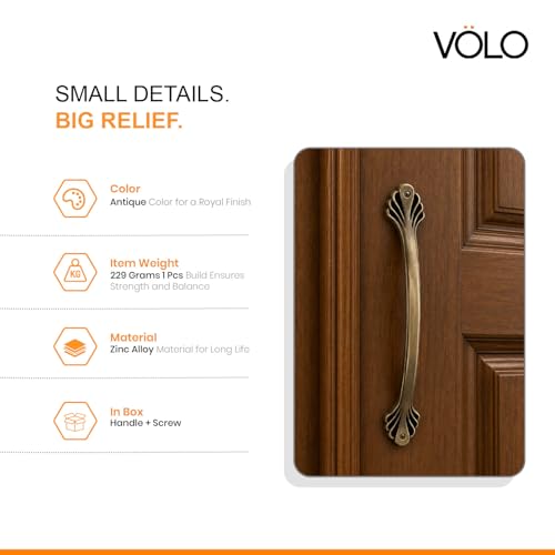 VOLO Door Handle for Main Door and Pull-Push Handle for Wooden and Glass Door/House/Hotel/Office Door Hardware (Model no S-162) (Antique Brass Finish) (10", 2) - Image 5