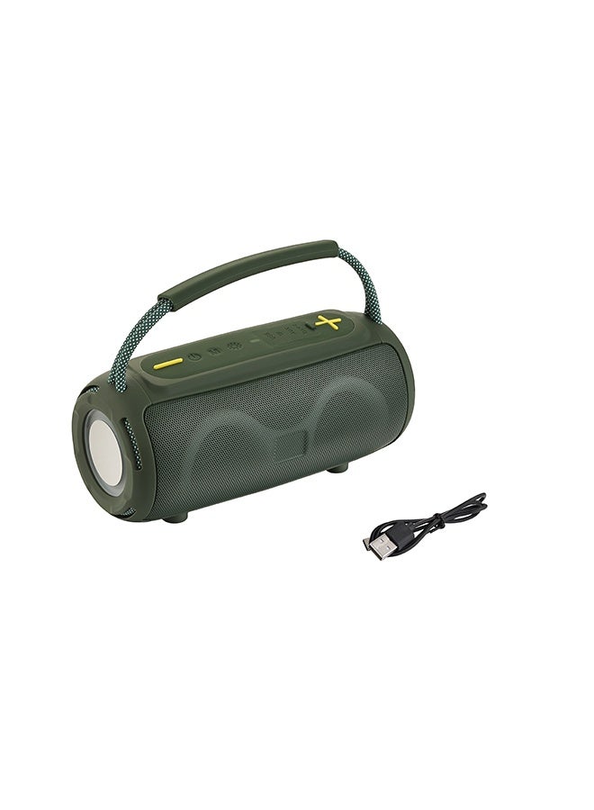 LAWAZIM Waterproof Bluetooth Double Speaker - 5W Green Color With LED Light - Portable Boombox Style Speaker with Dual Drivers, AUX/TF/USB/FM/ Playback -Ideal for Travel, Outdoor, Indoor, and Home Use - Image 2