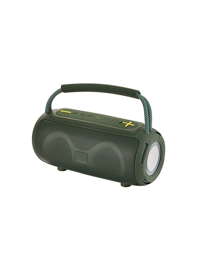 LAWAZIM Waterproof Bluetooth Double Speaker - 5W Green Color With LED Light - Portable Boombox Style Speaker with Dual Drivers, AUX/TF/USB/FM/ Playback -Ideal for Travel, Outdoor, Indoor, and Home Use - Image 4