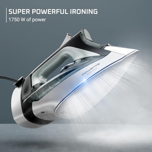Rowenta Iron, Focus Excellence Stainless Steel Soleplate Steam Iron for Clothes, Retractable Cord, 400+ Microsteam Holes, Powerful steam, LED Display, 1750 W Ironing Clothes, Cordreel, Green DW5432 - Image 2
