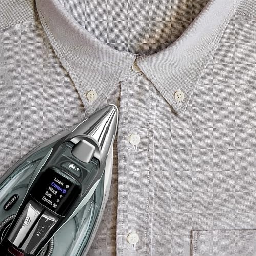 Rowenta Iron, Focus Excellence Stainless Steel Soleplate Steam Iron for Clothes, Retractable Cord, 400+ Microsteam Holes, Powerful steam, LED Display, 1750 W Ironing Clothes, Cordreel, Green DW5432 - Image 5
