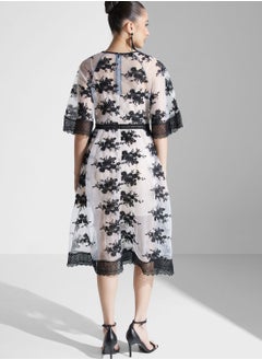 True Decadence Embroidered Organza Lace Midi Dress  - Image 2