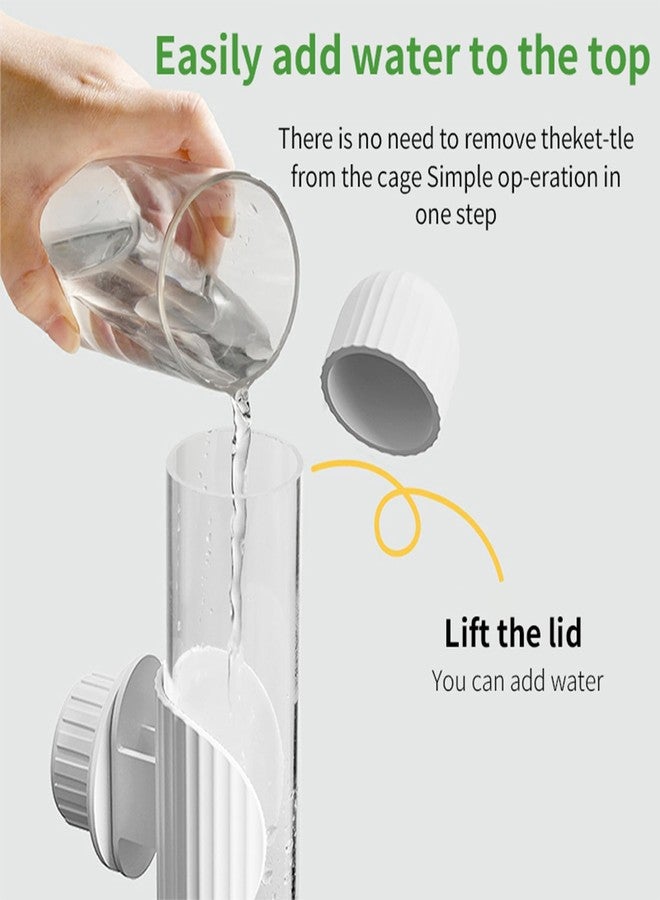 موزع مياه للطيور بدون فوضى، سعة 9.4 أونصة سائلة، مغذي مياه أوتوماتيكي للببغاوات مع صمام زنبركي، وعاء شرب شفاف للقفص للببغاوات الصغيرة والكوكاتيل والبادجي والطيور الصغيرة والكناري (أبيض، 7.4 أونصة سائلة (220 مل)) - Image 4