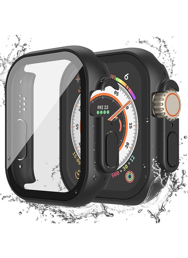 SJet Waterproof Case for Apple Watch Ultra 2 / Ultra 49mm Screen Protector  Tempered Glass Face Cover (49mm, Black)  - Image 1